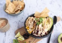 Cooking … Taco bowl with cashew dressing