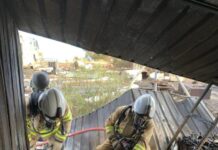 Grass fire started by angle grinder