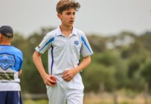 Junior cricket action