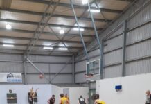 Senior hoopers in action