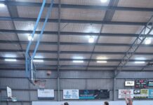 Senior basketball action