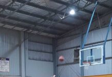 Senior basketball action