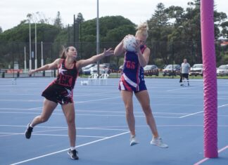 Netballers in action at SA Masters Games